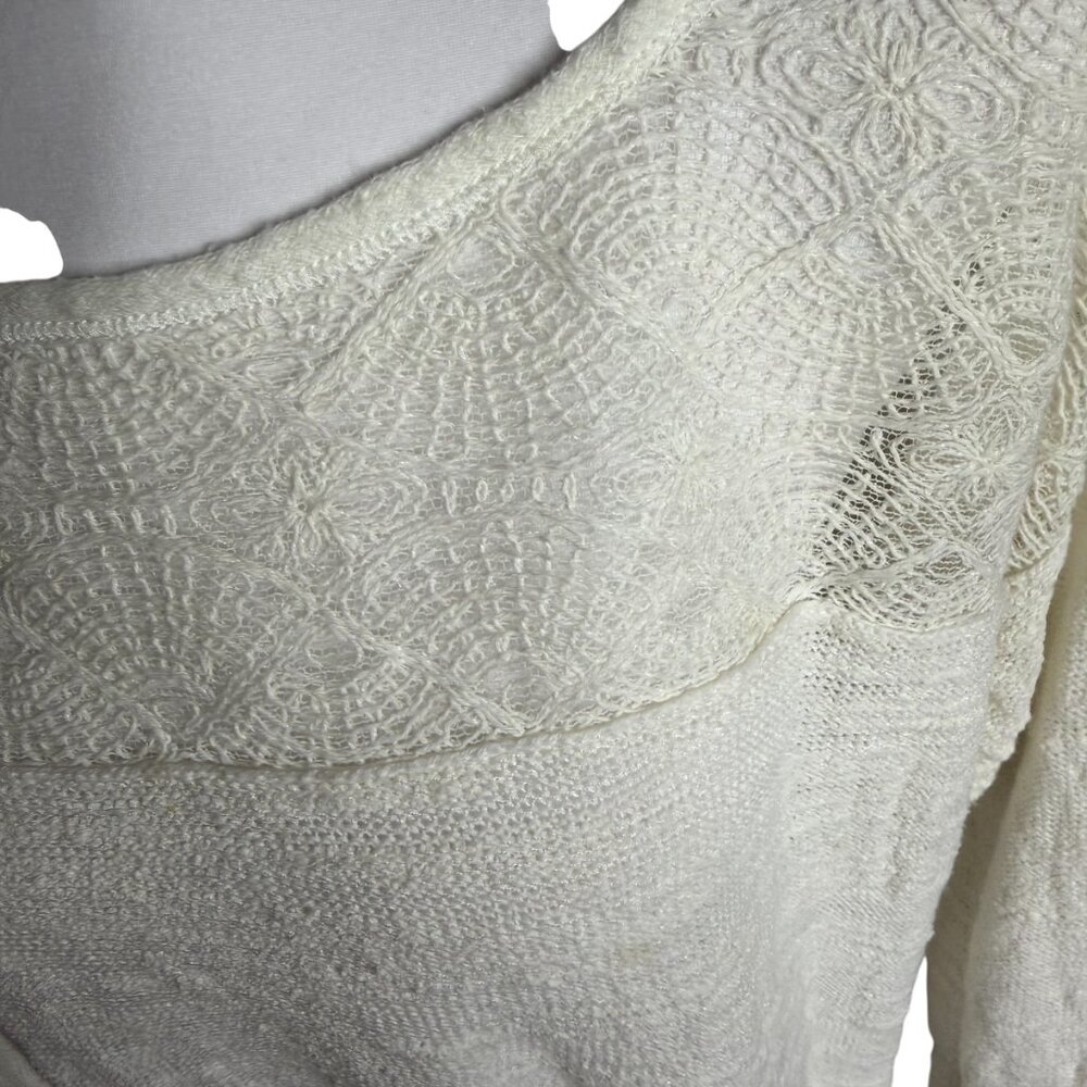 Free People Kristobel Embroidered Yoke ruffle top Eggshell small - Picture 6 of 10